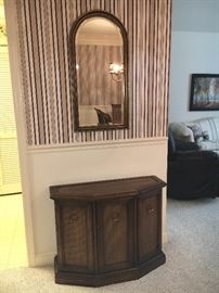 Vintage credenza and mirror.