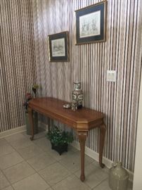 Oak console table.