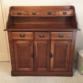 Antique 1800s pine sideboard/buffet, hand-planed with dovetailed drawers.
