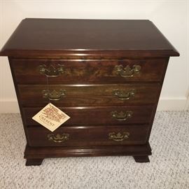 Vintage Young Hinkle mahogany bedroom group—full bed, dresser with mirror and one nightstand.