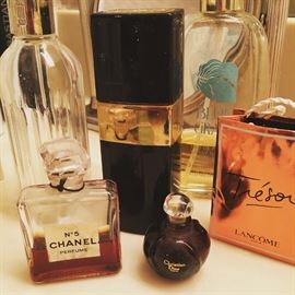 Vintage perfume bottles--some still have product in them.