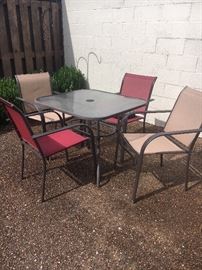 Patio table and chairs.