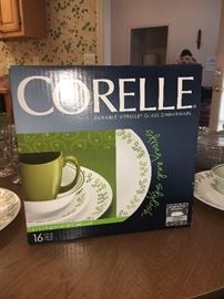 Corelle Neo Leaf dinnerware--one set boxed, one not.