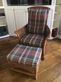 Rattan chair and ottoman by Pennsylvania House, American Sampler Collection.
