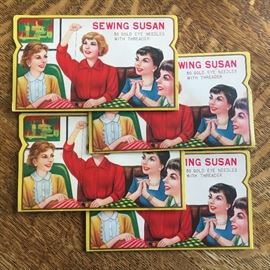 Vintage Sewing Susan needle books.