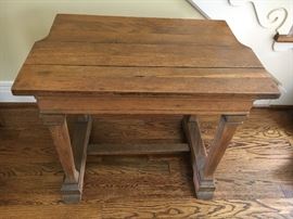 Interesting primitive antique bench with lift-up seat.