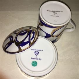 Vintage trinket box and mug by Tiffany Company for Fina Oil.