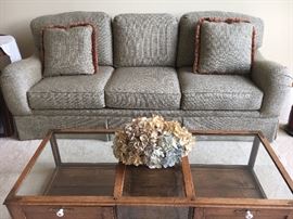 Quality tweed sofa by Woodmark, A Howard Miller Company. Next photo shows colors better.