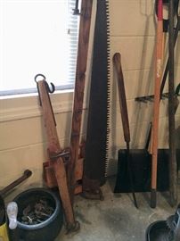 Antiques--yoke, saw and more.