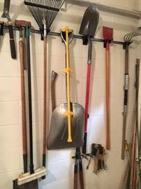 Assorted yard tools.
