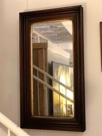 Antique mahogany mirror with gilt fillet
