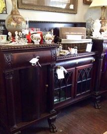Beautiful barrel front with leaded glass sideboard