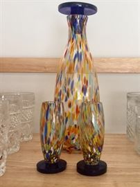 Art Deco art glass decanter set