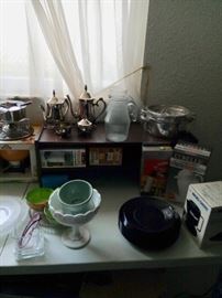 Lots of never used silverplate  tea sets casseroles covered vegetables trays all new condition