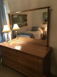 Heywood Wakefield dresser from the Cadence collection-with mirror-original blue drawer liners included