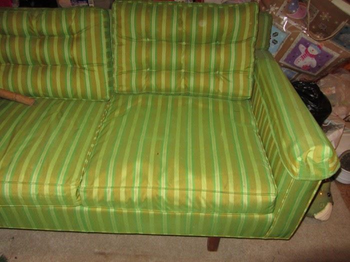 Vintage Retro Sofa- Green striped