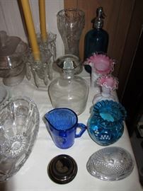 Shirley Temple Pitcher, Fenton Glass Vase,  