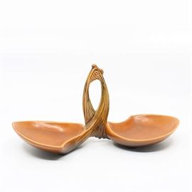 Roseville "Pine Cone" Double Serving Tray