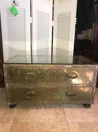 KNOCKOUT brass Sarreid chest with cut glass cover. You can find these sometimes, but NOT like this.