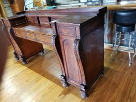 Antique carved mahogany sideboard -- a stunning eye-catcher. The sideboards in this sale are ALL one-of-a-kind and splendid.