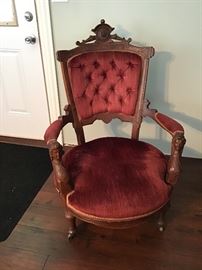 Antique Carved Velvet Chair