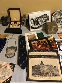 Antique mesh purse and Palmer House memorabilia 