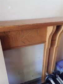 WOOD FIREPLACE MANTLE WITH DETAILED CARVINGS 
