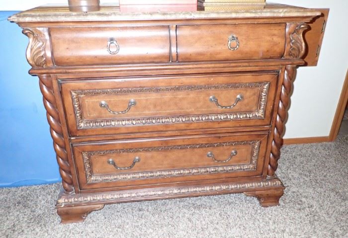 DETAILED DRESSER WITH MARBLE TOP