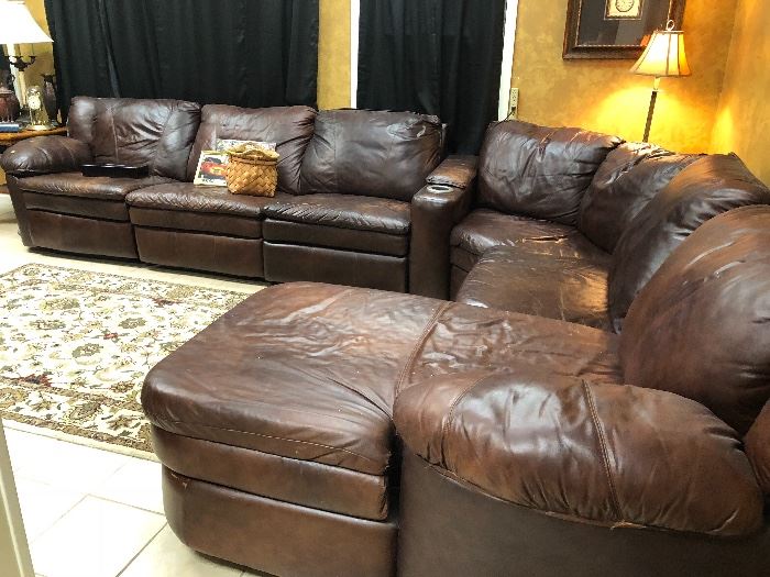 XL leather sectional