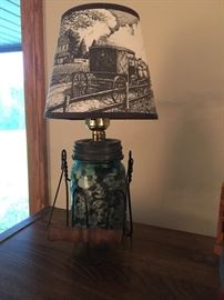 A need lamp made out of a vintage canning jar.
