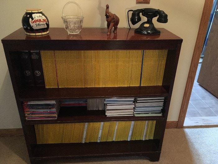 This book case is a nice one -- notice the vintage phone.
