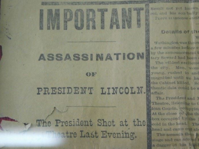 The New York Herald Lincoln Assassination paper April 15th 1865