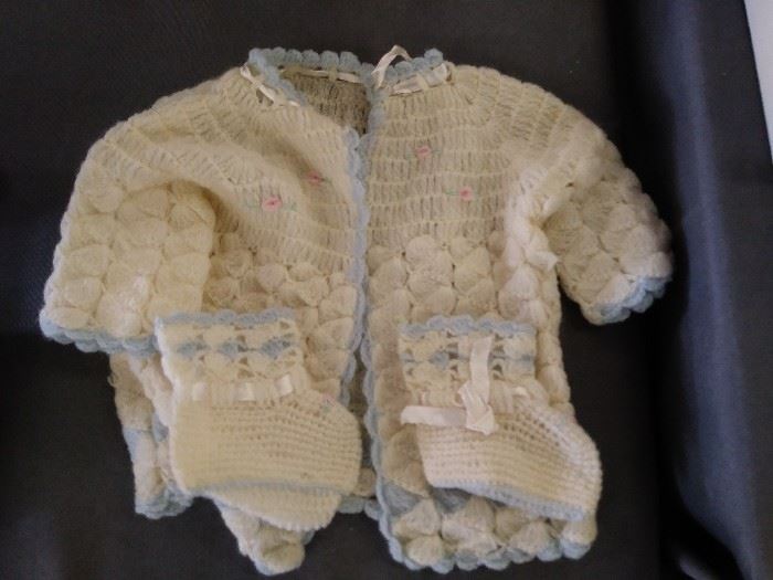 Vintage baby Sweater and booties 