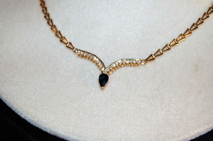 14K Gold with Sapphire and Diamonds