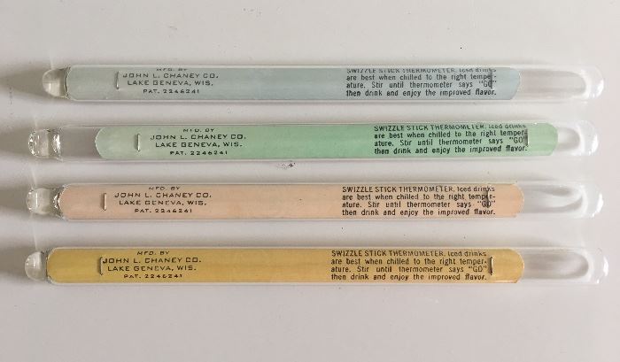 John L. Chaney and Co. Swizzle stick thermometers