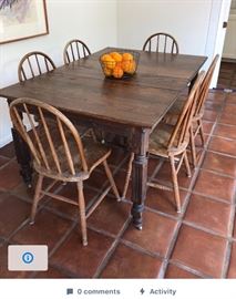 Antique Farm Table & 8 chairs