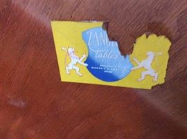 Mahogany Barrel Table with Pineapple Base & Brass Claw Feet, Label