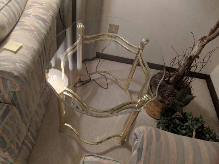 Polished Brass glass end table