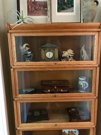 Rick Cain “The Wolf Jumped Over the Moon”, wood carved fish and bird, Italian musical jewelry box, etc, bookcase NFS
