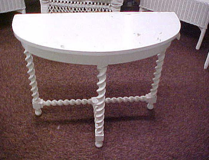 WOODEN HALF TABLE WITH ROPE LEGS