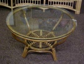 RATTAN GLASS TOP TABLE