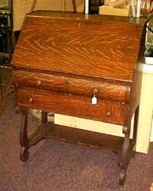 DROP FRONT OAK DESK