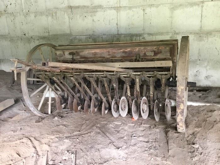 Oliver Seed Drill with Wooden Wheels