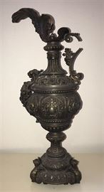 #1410: Decorative Bronze Urn (Broken Handle)
Gorgeous decorative bronze urn.

9" x 22"H

*broken handle (missing section).