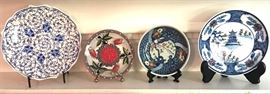 #2275: Porcelain decorative plates
Set of four decorative plates. 

5"D / 4.75"D / 6"D / 7"D