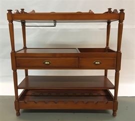 #1301: Hi End Spanish Trolley Cart
Hi end, Spanish multi compartment Trolley cart, with tray.

16”x 39”x 41”H