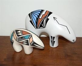 #2223: Signed Pair of Porcelain Polar Bears
Signed PAIR of Porcelain Polar bears.

Small 6" x 3.5".
Large 8.75" x 5.75".

Bid per piece, Final bid x 2.