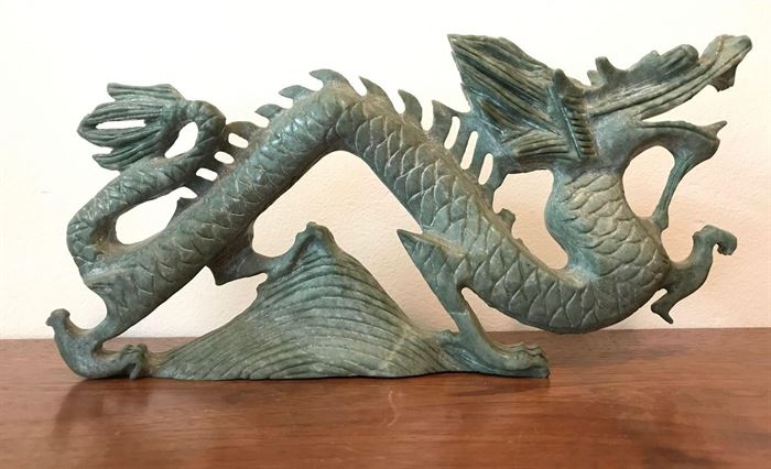 
#2227: Jade Dragon, Intricate Carving
Fun Jade Dragon with flowing carvings and detail.

11"L x 5.5"H
