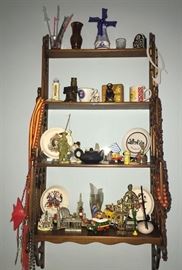 #2434: Display shelf with collectibles
Filled display shelf with a great collectibles.

17” x 7” x 36”H