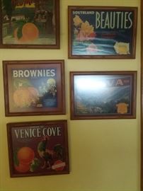 Antique fruit pictures - glass covered and framed - special for the person who knows the history of these companies
